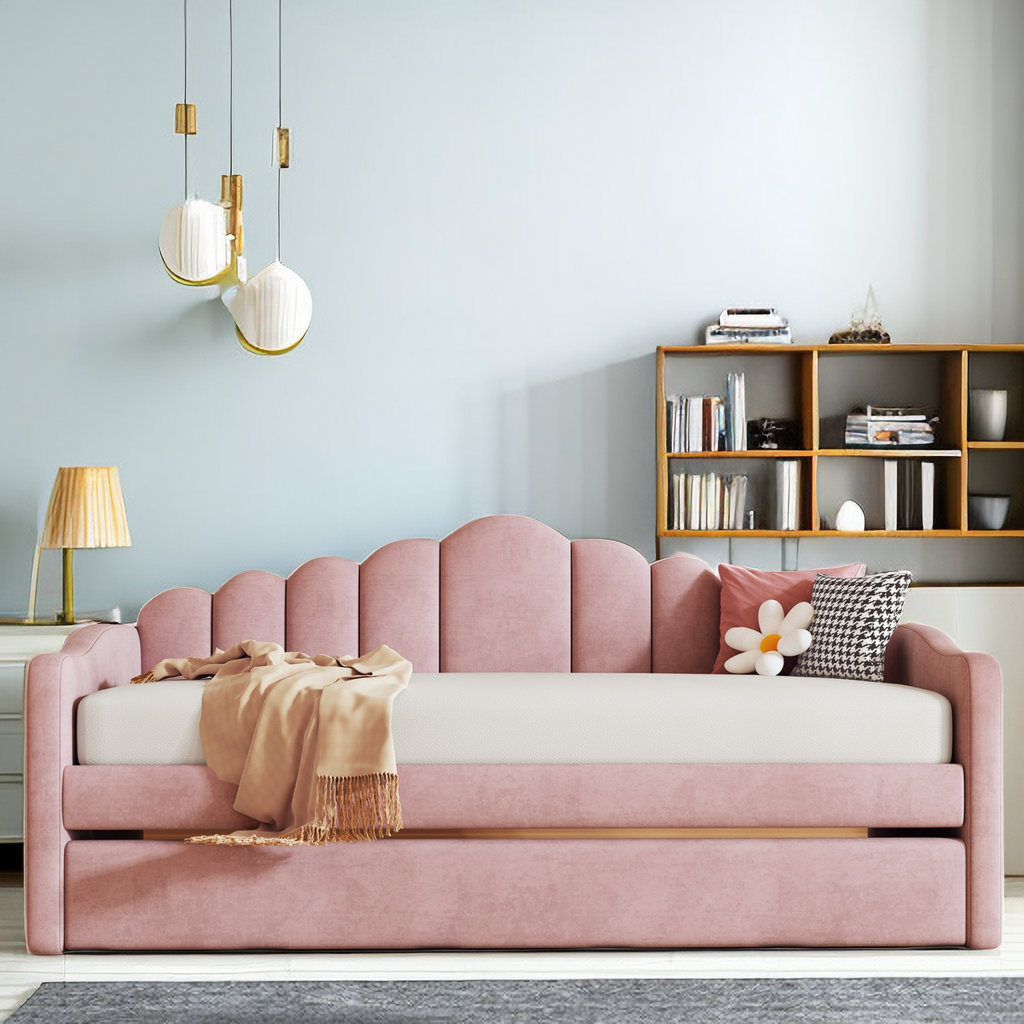 Red Barrel Studio® Azekiel Twin Velvet Daybed with Trundle and 2